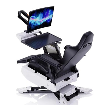 Luxury Gaming Cockpit Chair Multi Functional Office Computer Chair with Adjustable Desk, Ergonomic Long Sitting Gaming Workstation Seat