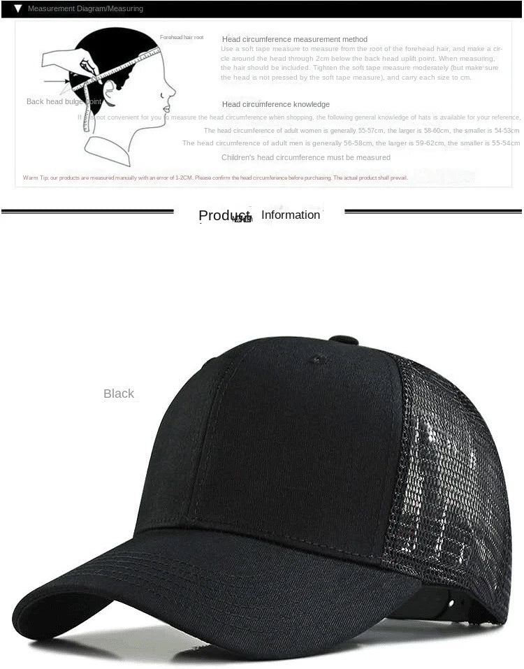 Oversize Trucker-kasket med store masker til mænd med stort hoved – XXL-baseballkasket – åndbar „Dad Hat“ – 58–60 cm, 60–65 cm