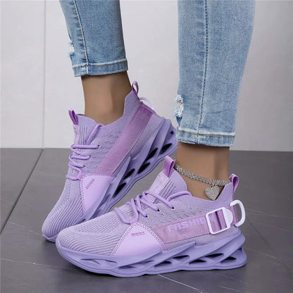 Modische lila Freizeit-Sneaker für Damen und Herren, Blade-Laufschuhe, große Größe 48, leichte, atmungsaktive Sportschuhe für Herren, Mesh-Sneaker