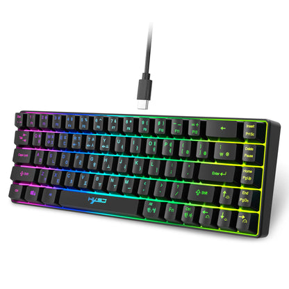 68-Tasten-Gaming-Tastatur, USB-kabelgebunden, tragbar, 20 RGB-Hintergrundbeleuchtungen, koreanische Tastatur für Windows-Laptops und Computer