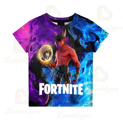 T-shirt infantil 3D Fortnite Victory Game – roupa de bebé Harajuku, top fofo de herói Battle Royale para meninos e meninas