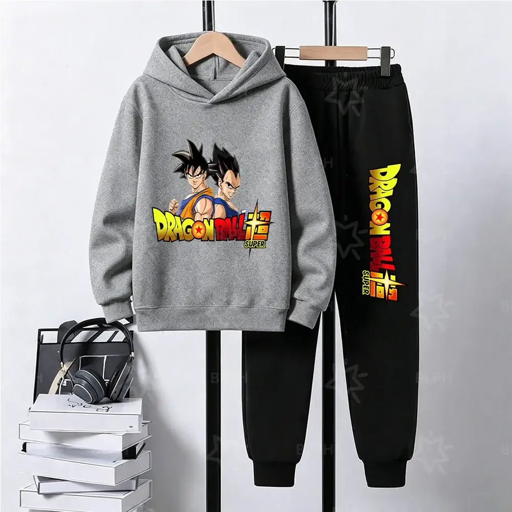 Dragon Ball Super Son Goku Printed Hooded Sweatshirt Suit Casual Loose Anime Streetwear Hoodie Pants 2 Piece Set for Men Boys, Produit gaming premium Fraquane