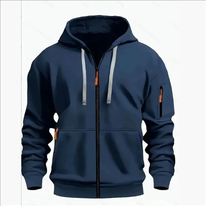 Men's Sweatshirts with Zipper Pockets Thin Solid Color Half Tracksuit Casual Outdoor Hooded Tracksuit Long Sleeves Jacket Coats, Produit gaming premium Fraquane