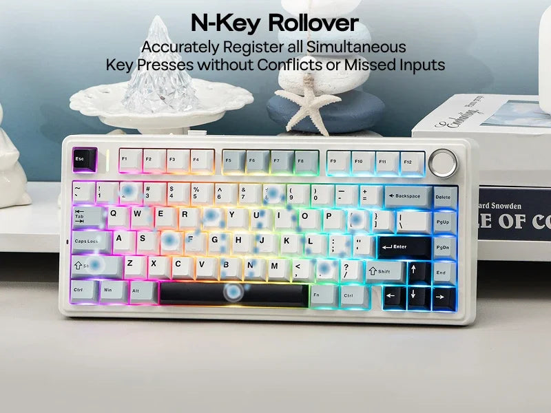 The New Hot-Selling EPOMAKER x AULA F75 75% ANSI Hot-Swappable Washer Bluetooth 5.0/2.4G Wireless/wired Mechanical Keyboard PBT