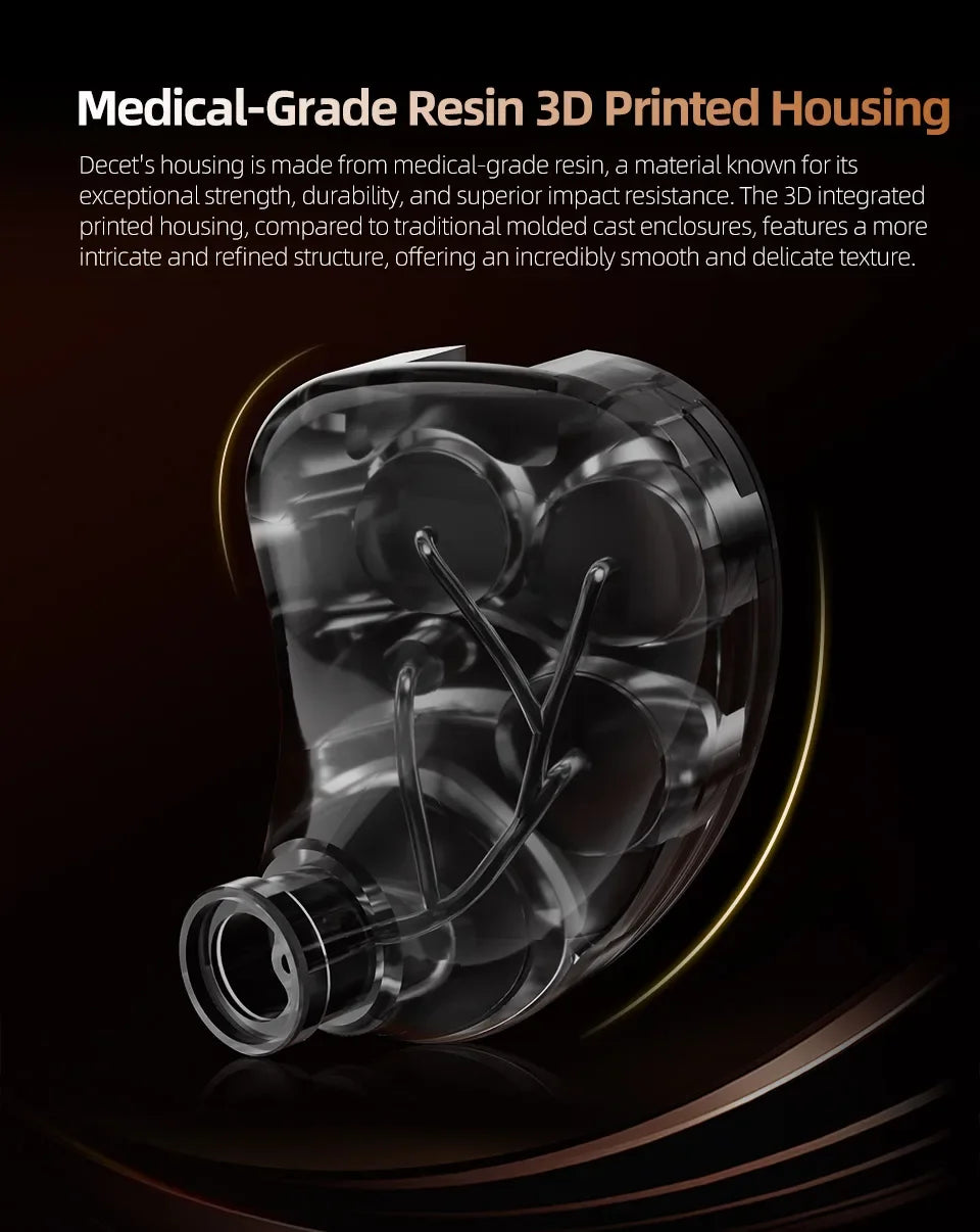 KZ Decet  Adjustable Earphones 10 Unit Upgraded Drive Earbuds Hifi Music Replaceable Cable 3D Printing Design 2PIN Cable