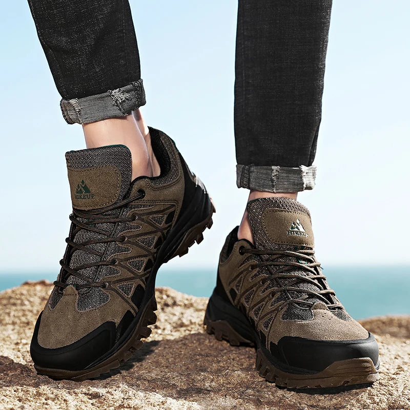 HIKEUP Fashion Outdoor Shoes Hiking Men's Sports Casual Mountain Trekking Boots Camping Sneakers for Men Non-slip Wear-resistant