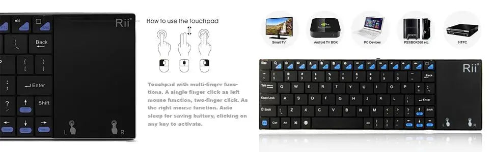 Russische, spanische, englische und französische kabellose Tastatur Rii K12+/i12+ Mini-Tastatur mit Touchpad-Maus für Android, Laptop, PC und TV-Box