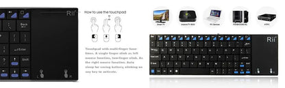 Russische, spanische, englische und französische kabellose Tastatur Rii K12+/i12+ Mini-Tastatur mit Touchpad-Maus für Android, Laptop, PC und TV-Box