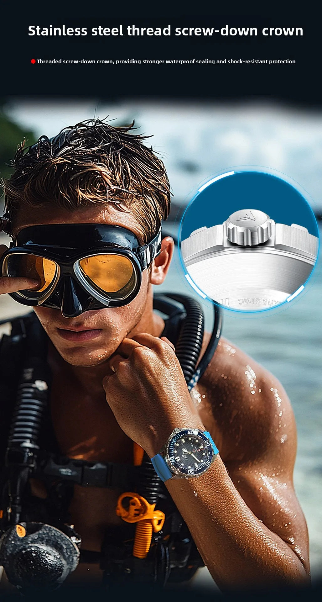 New NORTH EDGE 2026 New TRITON Solar Powered Dive Watch Men Luxury Quartz Watches for Men 316L Stainless Steel Case Waterproof 3