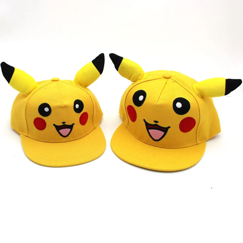 Cartoon Pikachu Cosplay Baseball Hat with Ears Cute Pokemon Baseball Cap for Adults Kids Costume Party Gift