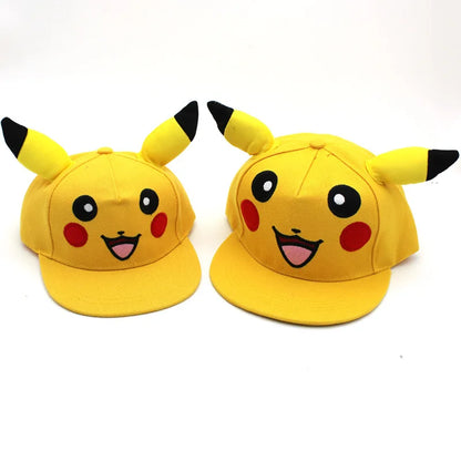 Cartoon Pikachu Cosplay Baseball Hat with Ears Cute Pokemon Baseball Cap for Adults Kids Costume Party Gift
