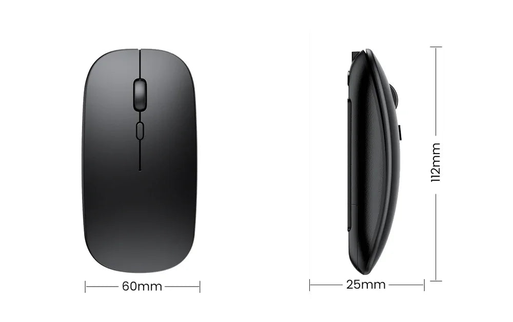 Ladattava langaton hiiri kahdella yhteystilalla, Bluetooth-yhteensopiva 2.4G USB -tietokonehiiri kannettavalle, iPadille, tabletille ja pelikäyttöön