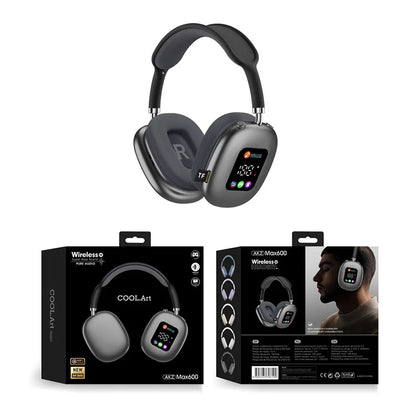 MAX600 Wireless Active Noise Cancelling Headphones Bluetooth 5.2 Over-Ear Headset with Touch Control, LED Display, HD Microphone & Deep Bass