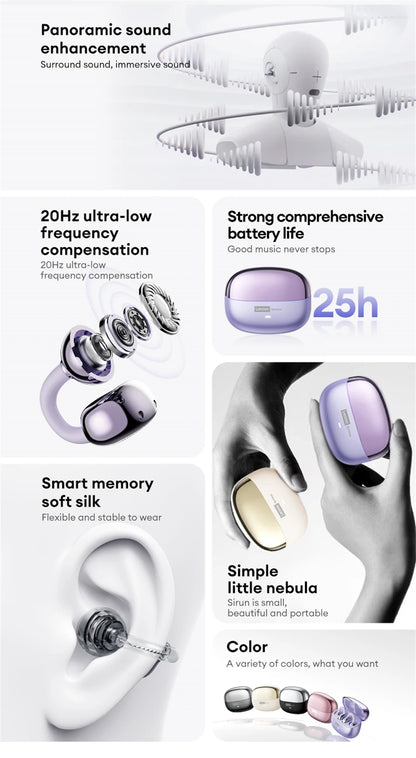 Lenovo LE302 Wireless Bluetooth 6.0 Headset Long Battery Life Sports Ear Clip Earphones HIFI Stereo Noise Cancelling Headphones