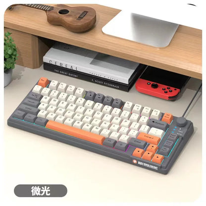 K81 Gaming Keyboard 81-Key 80% Wired RGB Gaming Keyboard with Volume Knob, Ergonomic USB Gaming Keyboard for PC, Laptop, Mac & Multi-Language Layouts