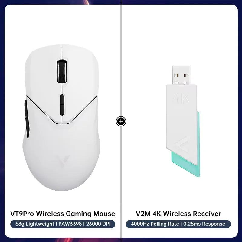 Rapoo VT9PRO Wireless Gaming Mouse PAW3398 26000 DPI Lightweight Programmable Ergonomic Gaming Mouse with Type-C Rechargeable Dual Mode
