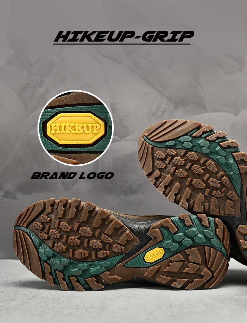 HIKEUP High-Top Men Hiking Boot Winter Outdoor Shoes Lace-Up Non-slip Sports Casual Trekking Boots Man Suede Warm Shoes