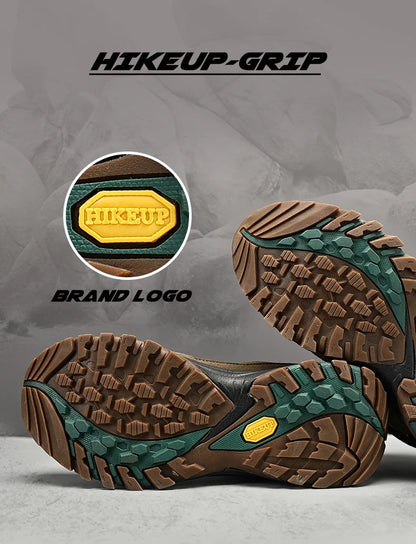 HIKEUP High-Top Men Hiking Boot Winter Outdoor Shoes Lace-Up Non-slip Sports Casual Trekking Boots Man Suede Warm Shoes