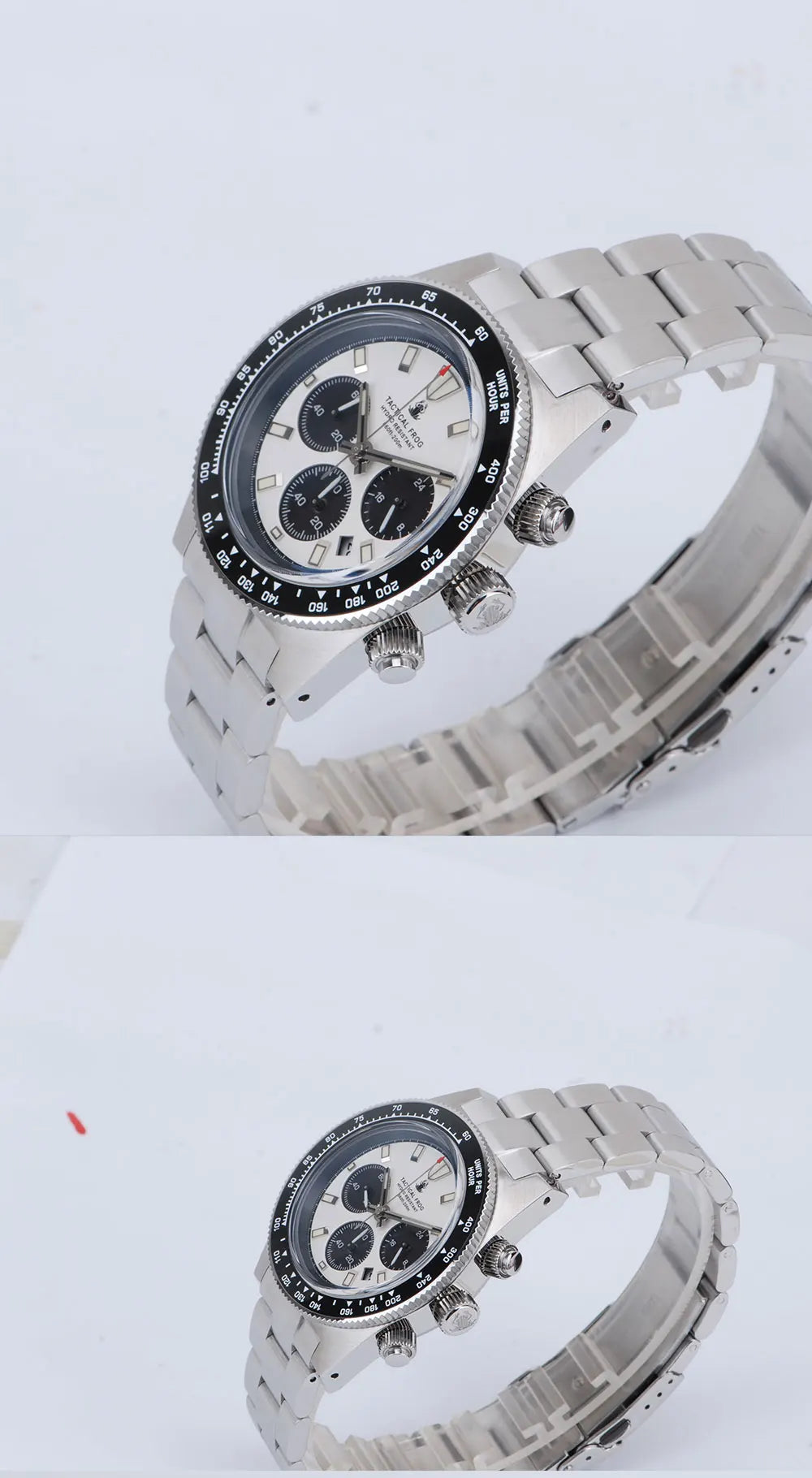 Tactical Frog Men's Business Diving Watch VS75B Quartz Chronograph 316L Steel Sapphire 200M Waterproof C3 Luminous Mens Watch