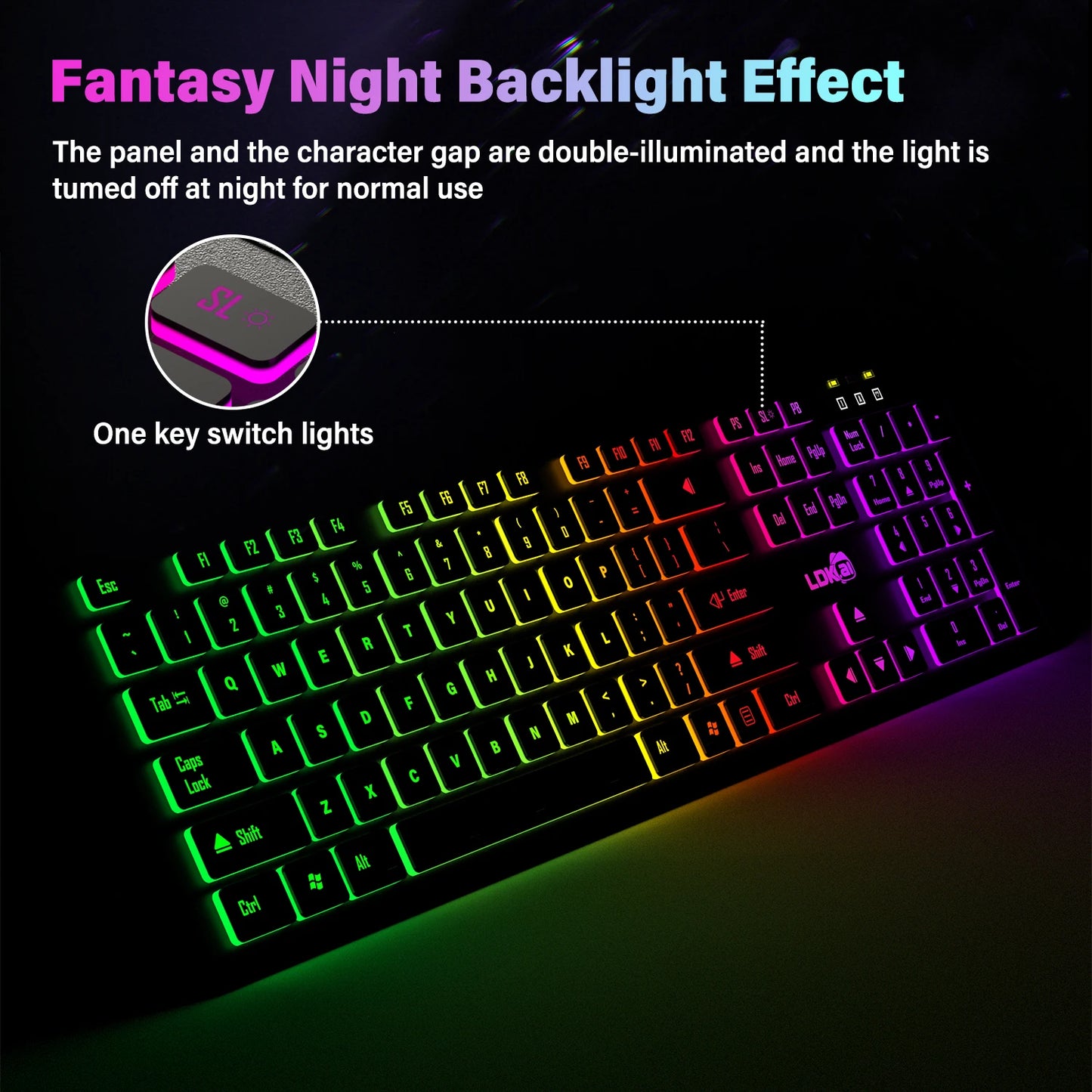 FUYUMY RGB Wired Gaming Keyboard USB Computer Gaming Keyboard with 104 Keys, Backlit Ergonomic Gaming Keyboard for PC, Laptop, Office & Home