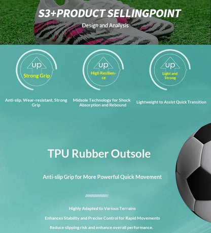 Chaussures de football pour homme, chaussures de sport, chaussures de match unisexes, crampons ultralégers, confortables, antidérapantes, pour l'extérieur, pour adultes, pour gazon, de haute qualité