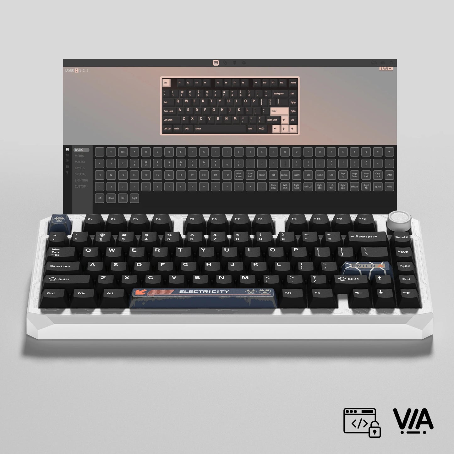 Womier ERA75 V2 75% Wireless Aluminum Mechanical Keyboard with VIA/QMK Knob 3-Mode Gasket Hot Swappable Keyboard for PC Computer