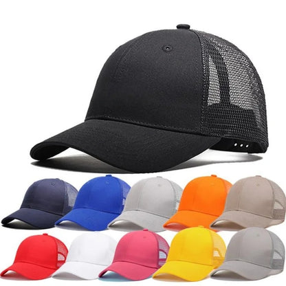 Baseballkasket til mænd og kvinder, sommer, udendørs, camouflage, solhat, åndbar mesh-kasket, ensfarvet, snapback, casquette, benfarvet, til mænd