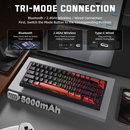 ATTACK SHARK X68PRO HE Wireless Rapid Trigger Gaming Keyboard, Magnetic Switch RGB Mechanical Keyboard, Tri-Mode Bluetooth/2.4GHz/Wired Hot-Swap Gaming Keyboard