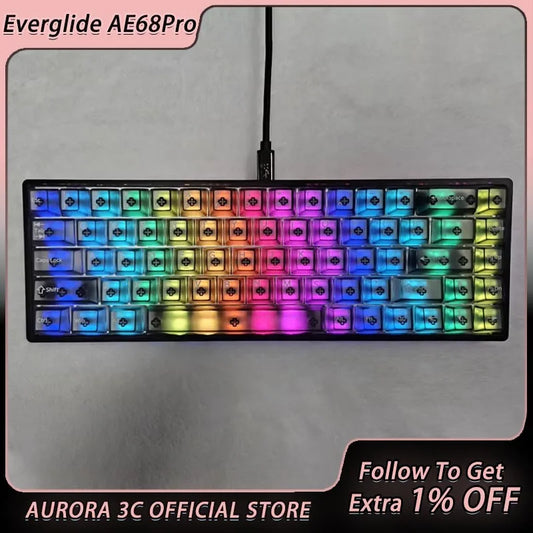 New Everglide AE68Pro Siren Magnetic Axis Gaming Keyboard Original Double Lamp Position RT0.001MM/ADC Direct Connection Keyboard
