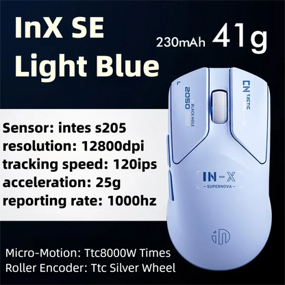 INPHIC INX SE Lightweight Wireless Gaming Mouse, 12800 DPI Wireless Gaming Mouse, 1000Hz Polling Rate, Rechargeable Gaming Mouse for PC & Laptop