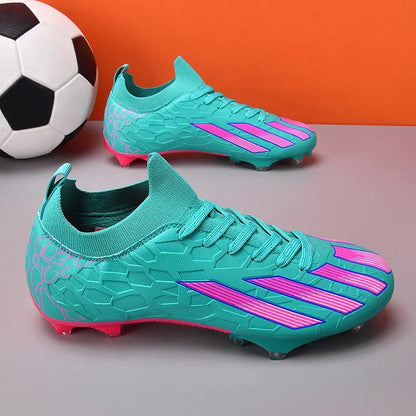 Scarpe da calcio professionali da uomo alla caviglia per erba, unisex, con tacchetti lunghi FG, scarpe da calcio Chuteira Society