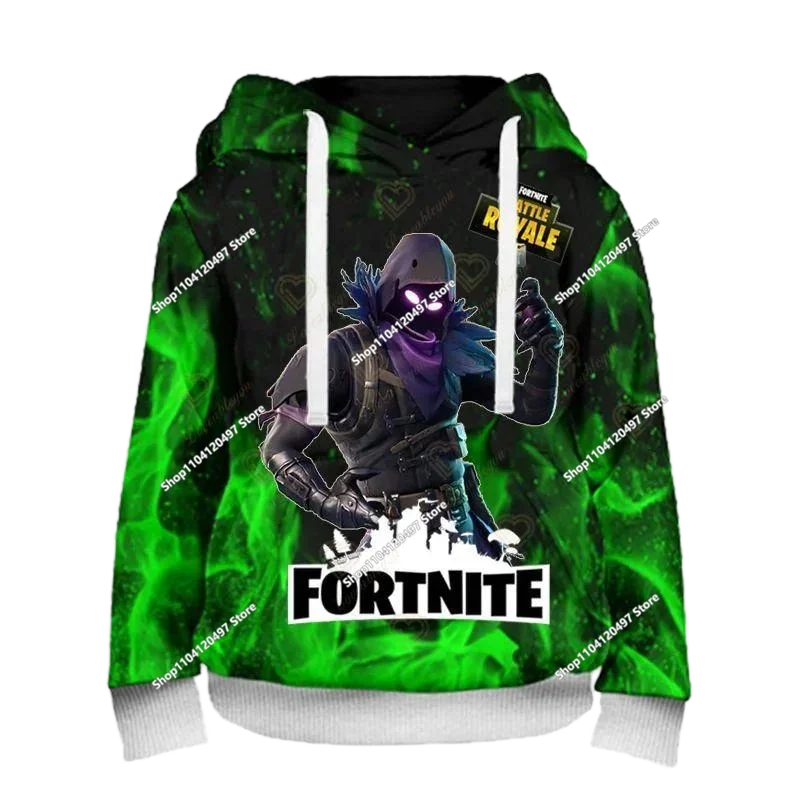 Sweatshirts com capuz para rapaz e rapariga Fortnite, pullover infantil com impressão 3D, sweatshirts com capuz Battle Royale para homem, moda de outono, roupa infantil