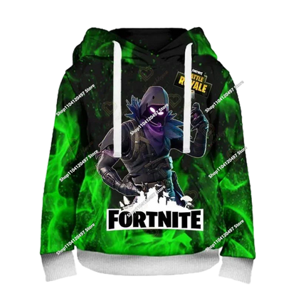 Sweatshirts com capuz para rapaz e rapariga Fortnite, pullover infantil com impressão 3D, sweatshirts com capuz Battle Royale para homem, moda de outono, roupa infantil