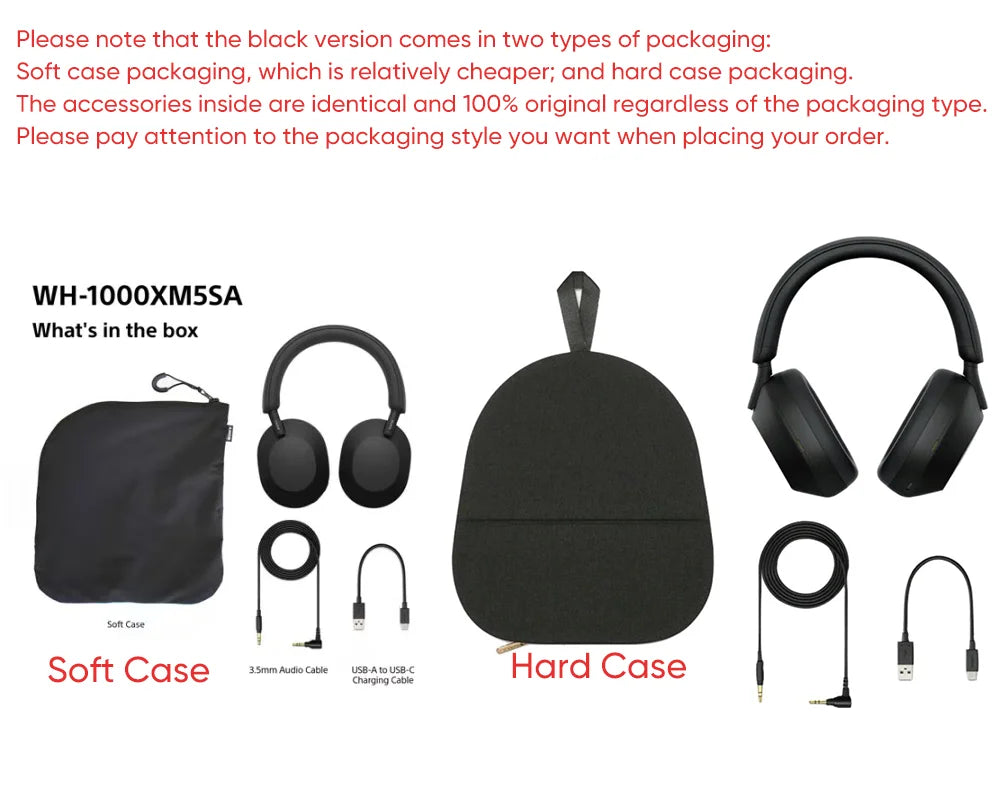 Sony WH-1000XM5 Wireless Noise Cancelling Headphones – Premium Bluetooth 5.2 Over-Ear HiFi Headset with 30mm Driver, Microphone, Long Battery Life