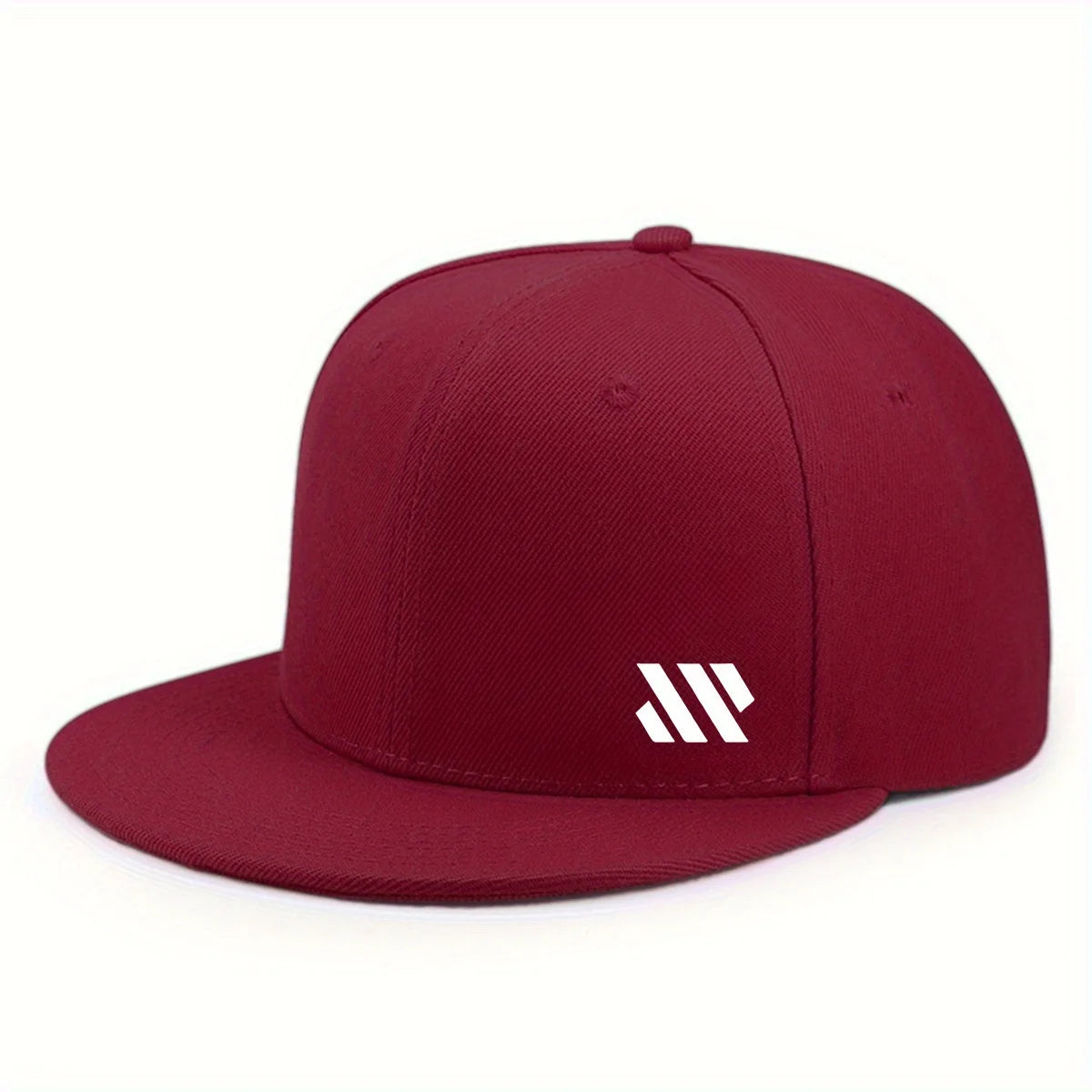 Baseballkasket med hvidt logo – unisex, justerbar, åndbar kasket med flad skygge – letvægtskasket til udendørs brug og rejser – hovedbeklædning
