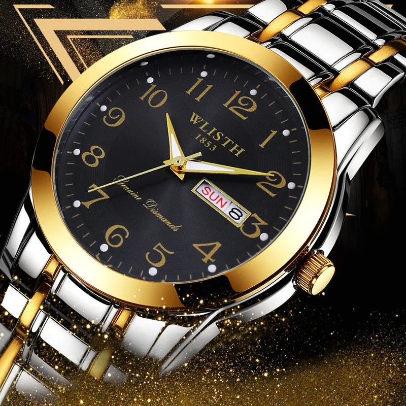 Luxury ladies’ watch, quartz watch, digital wristwatch, water-resistant, with calendar and backlight; fashionable and professional style, also suitable for men.