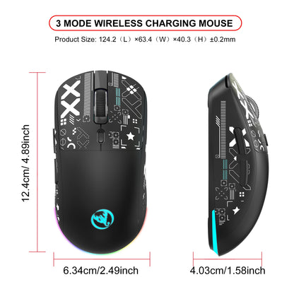 RGB Wireless Gaming Mouse with Charging Dock, 3-Mode Bluetooth & 2.4G Rechargeable Silent Gaming Mouse for PC, Laptop & Mac