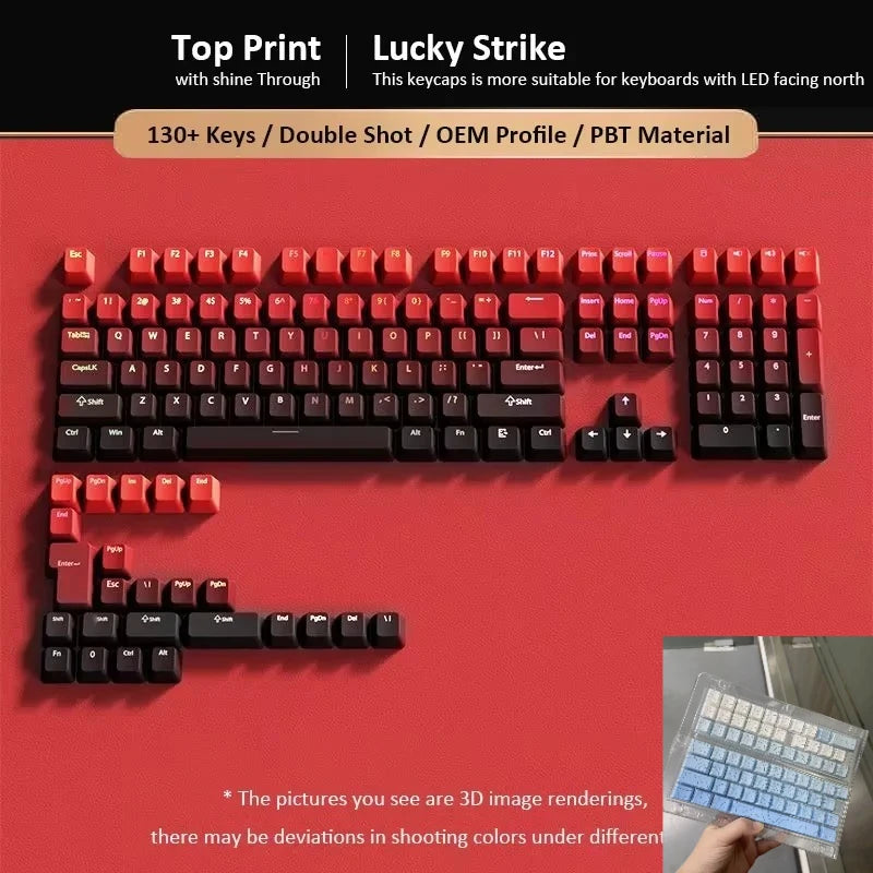 133+ Tasten OEM-Profil Gradient-Keycaps für mechanische Gaming-Tastatur mit Cherry MX Switch, PBT, hintergrundbeleuchtet, RGB-Keycap, ISO-Layout Keycaps