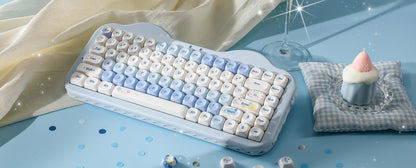 YUNZII C75 Wireless Mechanical Keyboard, 75% Creamy Hot Swap Custom RGB Keyboard, Gasket Cute Cake Design, for Win/Mac/Gaming