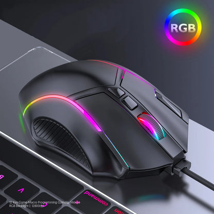 Ενσύρματο RGB Gaming Mouse 12800DPI με 12 Πλήκτρα, Ορισμό Macro, Ανταλλακτικά Αξεσουάρ Υπολογιστή, Φωτοηλεκτρική Λειτουργία