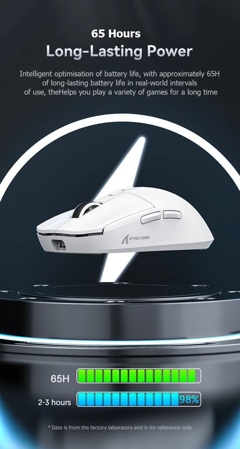 Attack Shark X6 Lightweight Wireless Gaming Mouse, Tri-Mode Bluetooth & 2.4G Gaming Mouse, 26,000 DPI RGB Charging Dock, PAW3395 Sensor
