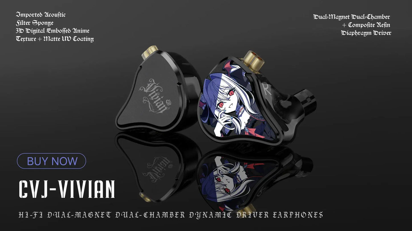 CVJ Assassin Hybrid Gaming Earphones 1DD+1BA Vibration Driver Wired HiFi Headphones with Mic, Type-C & 3.5mm In-Ear Gaming Earphones for E-Sports