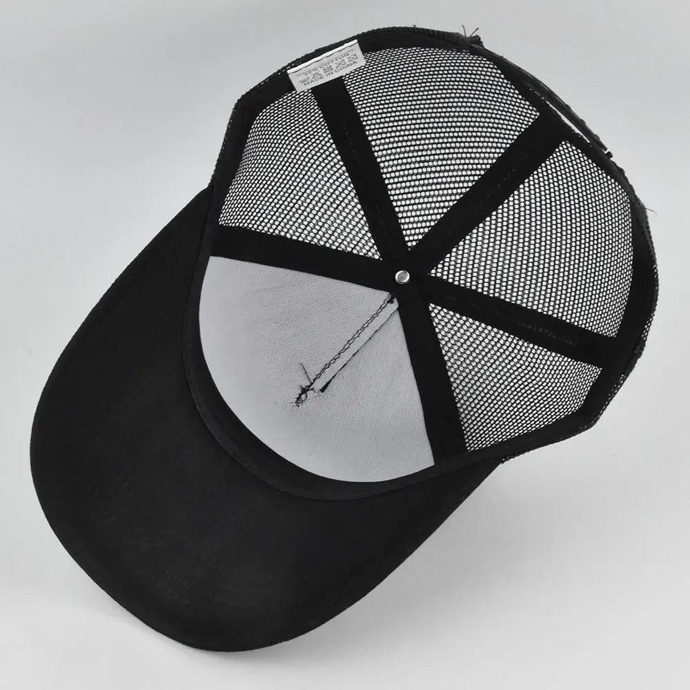 Modebaseballkasket i printet, åndbart net til forår/sommer – Gorras med personligt logo til mænd, kvinder og par – Visirhat, casquette