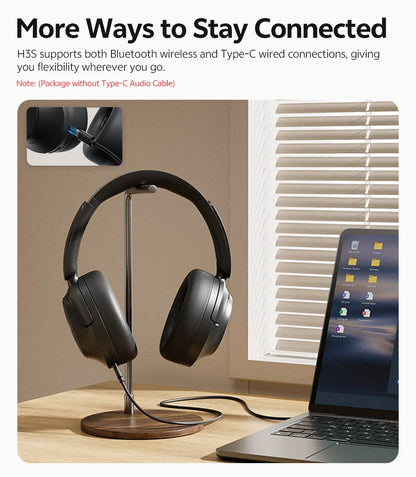 QCY H3S ANC Over-Ear Headphones Bluetooth 6.0 – Hi-Res LDAC Spatial Audio, -56dB Adaptive Noise Cancelling Wireless Headset