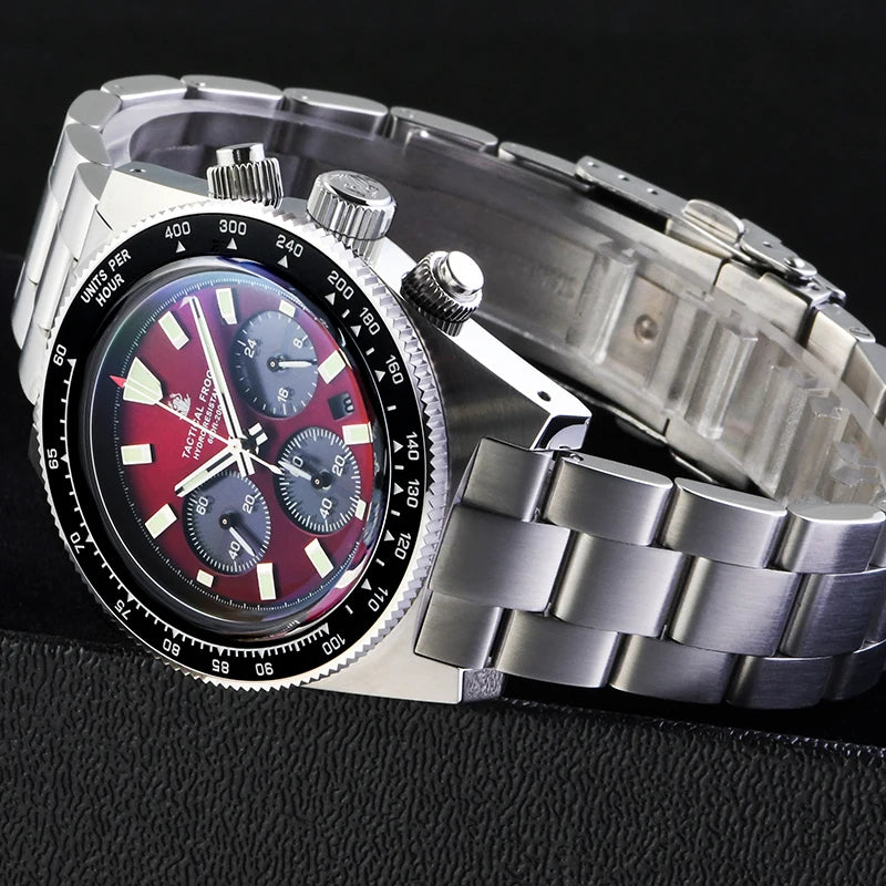 Tactical Frog V2 Solar Chronograph Men Watch Sapphire Crystal Mirror Ceramic Bezel VS75A Eco-Drive Quartz 20Bar Waterproof Watch