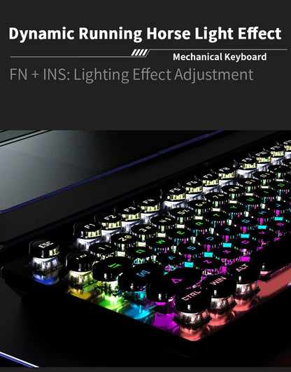 Punk Style 104-Key RGB Backlit Wired Mechanical Keyboard – Hot-Swappable Switches, for PC, Mac & Laptop Gamers