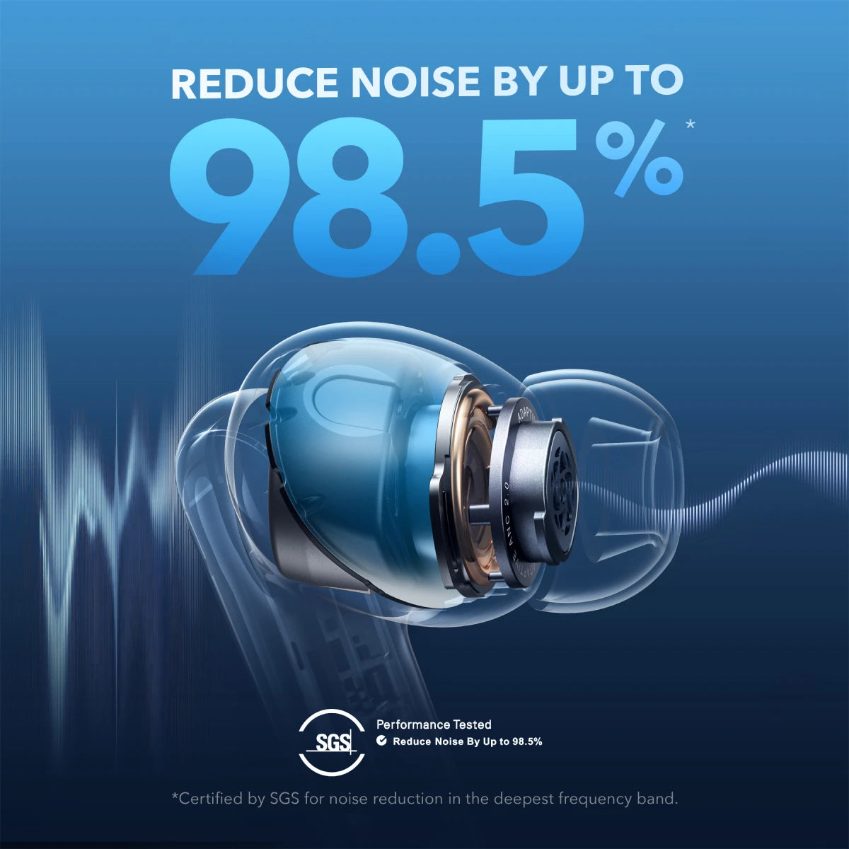 Soundcore by Anker Liberty 4 NC Wireless Bluetooth 5.3 Earbuds – Adaptive Noise Cancelling 98.5%, Deep Bass In-Ear Headphones with Microphone, ANC Bluetooth 5.3 Earbuds