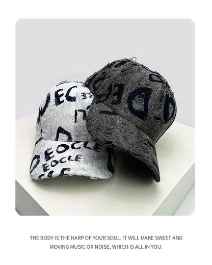 New Unisex American Vintage Letter Personal Baseball Hats Breathable Broken Style Sunshade Peaked Caps Versatile Fashion Street