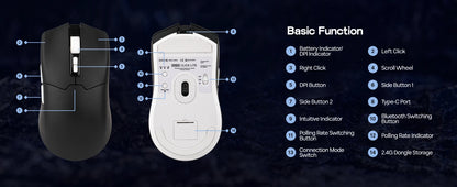 EPOMAKER Click Lite Wireless Gaming Mouse, Tri-Mode Bluetooth & 2.4GHz Gaming Mouse, PAW3311 Sensor, 24000 DPI, 59g Lightweight Rechargeable Gaming Mouse