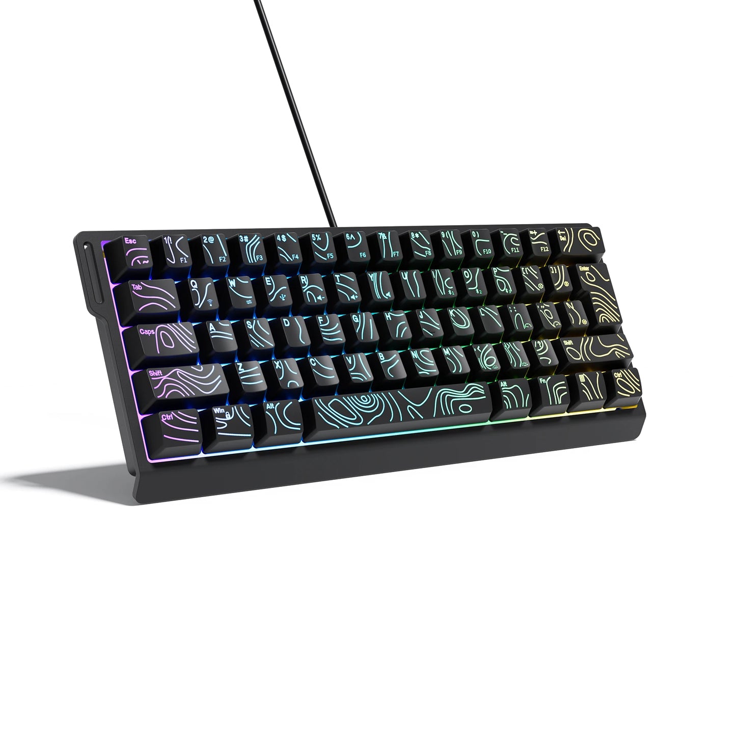 7KEYS 60% Compact Wired Keyboard with RGB Backlighting, Gradient Keycaps, USB Gaming Keyboard for Windows PC, Laptop & Tablet
